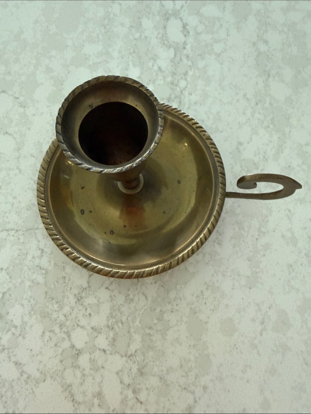 Brass Chamberstick Candle Holder - Antique-Style Brass Finish
